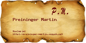 Preininger Martin névjegykártya